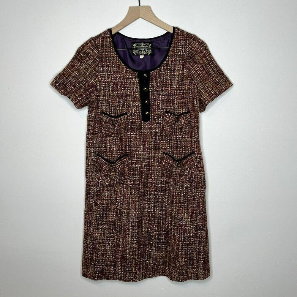 James Coviello Tweed Knee Length Dress Size 2